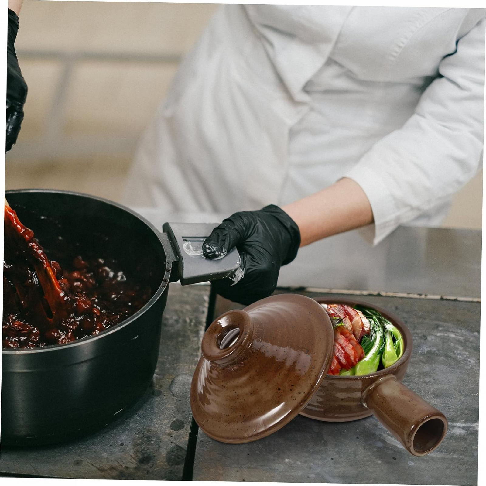 Глиняный горшок с крышкой для микроволновой печи с антипригарным покрытием и вентиляционным отверстием 1 шт., фото №6