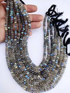 Бусины из лабрадорита круглые граненые 6.5-7 мм нить длиной 33 см, бусины из драгоценных камней ожерелья, браслета - Фото 1