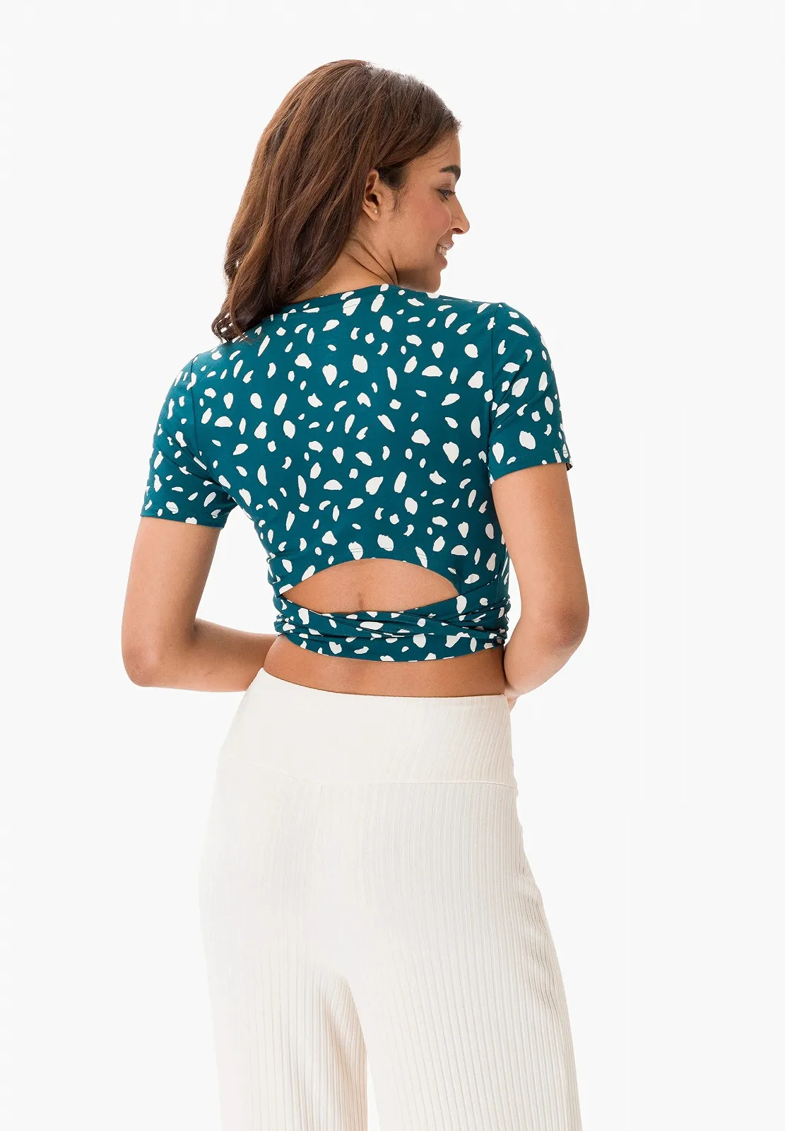 Женская футболка топ Les Lunes The Lou Top Brush Emerald Off White - XS, фото №4