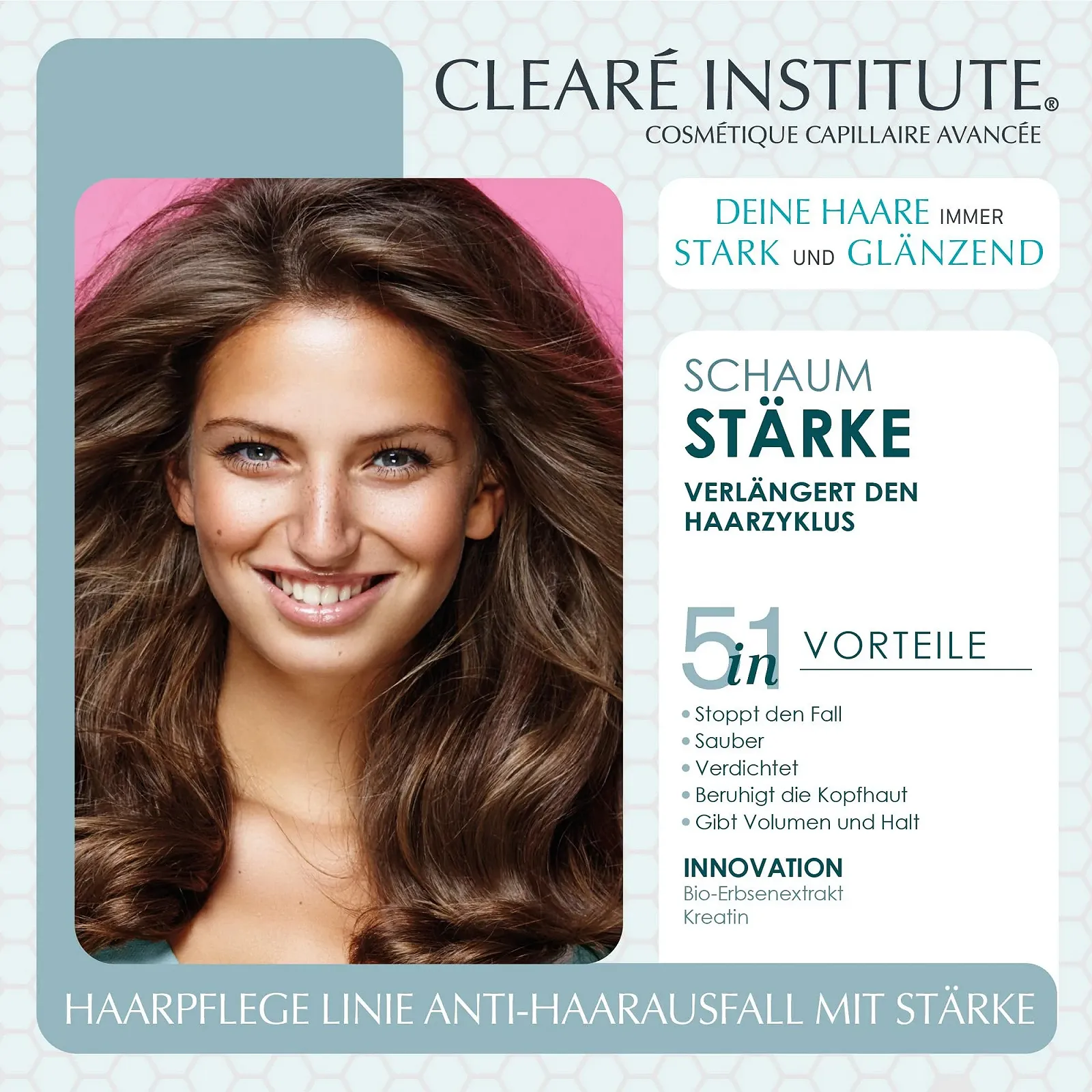 Піна Clearé Institute Зміцнююча проти випадіння волосся Заспокоює шкіру голови Стимулює ріст волосся, фото №2