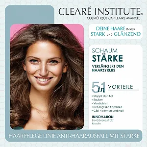 Пена Clearé Institute Укрепляющая против выпадения волос Успокаивает кожу головы Стимулирует рост волос 97% натуральных ингредиентов Придает объем и фиксацию Без парабенов 150 мл synthetic.ua - Фото 1