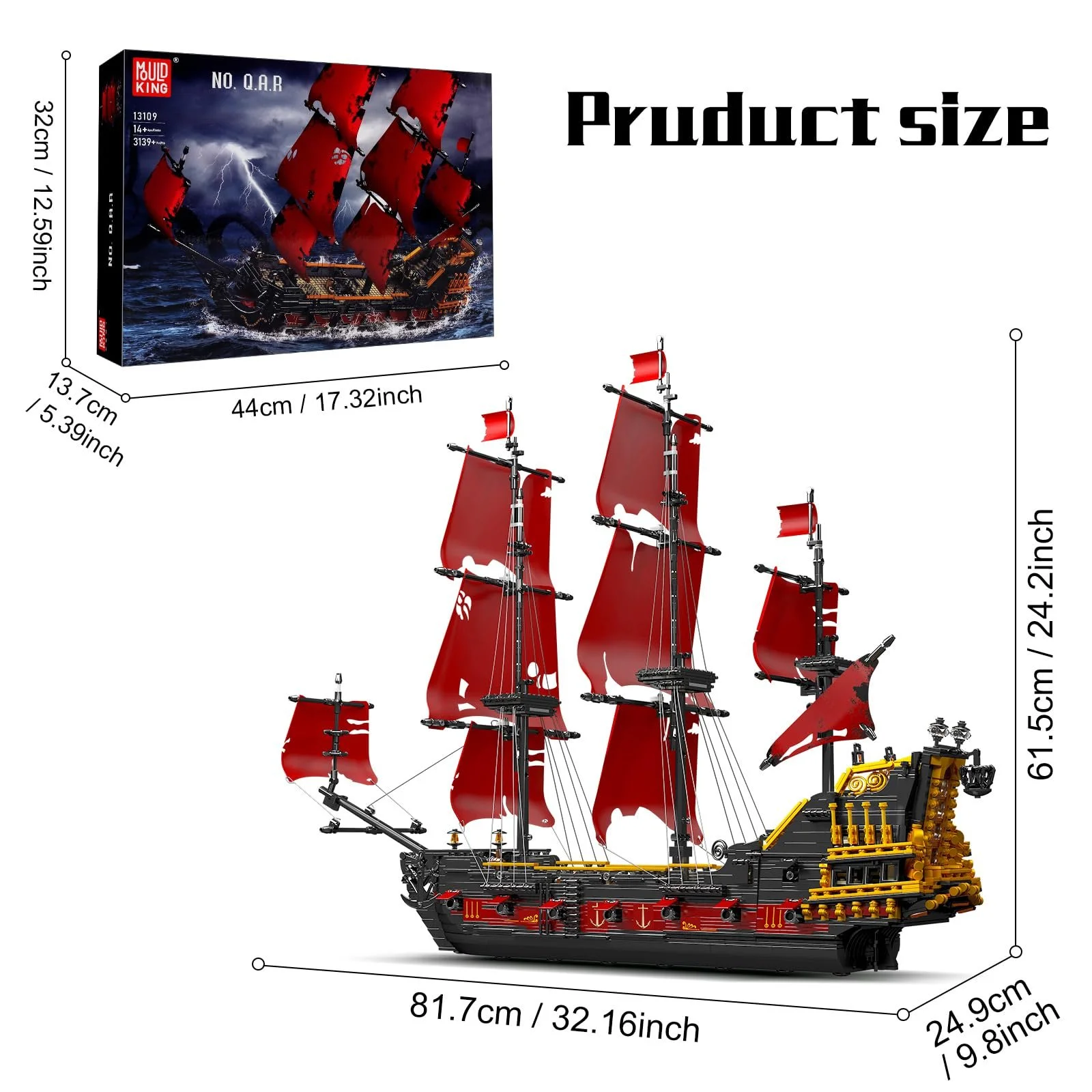 Конструктор Пиратский Корабль Mould King Series 13109 Queen Anna's Revenge 3139 деталей Цвет не указан, фото №2 Конструктор Пиратский Корабль Mould King Series 13109 Queen Anna's Revenge 3139 деталей Цвет не указан, фото №2