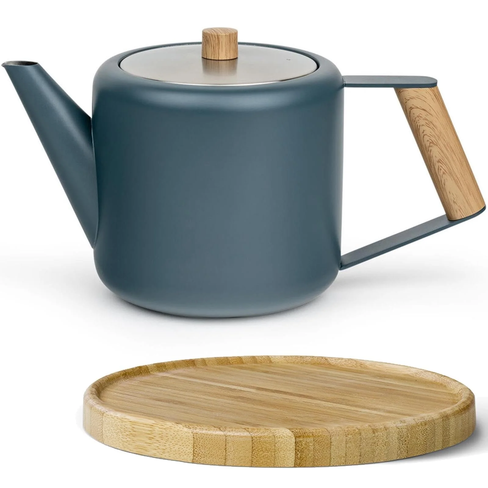 Чайник-заварник Bredemeijer Двостінний 1.1 літра Нержавіюча сталь Великий Ізольований з Коричневою Дерев'яною Підставкою, фото №1