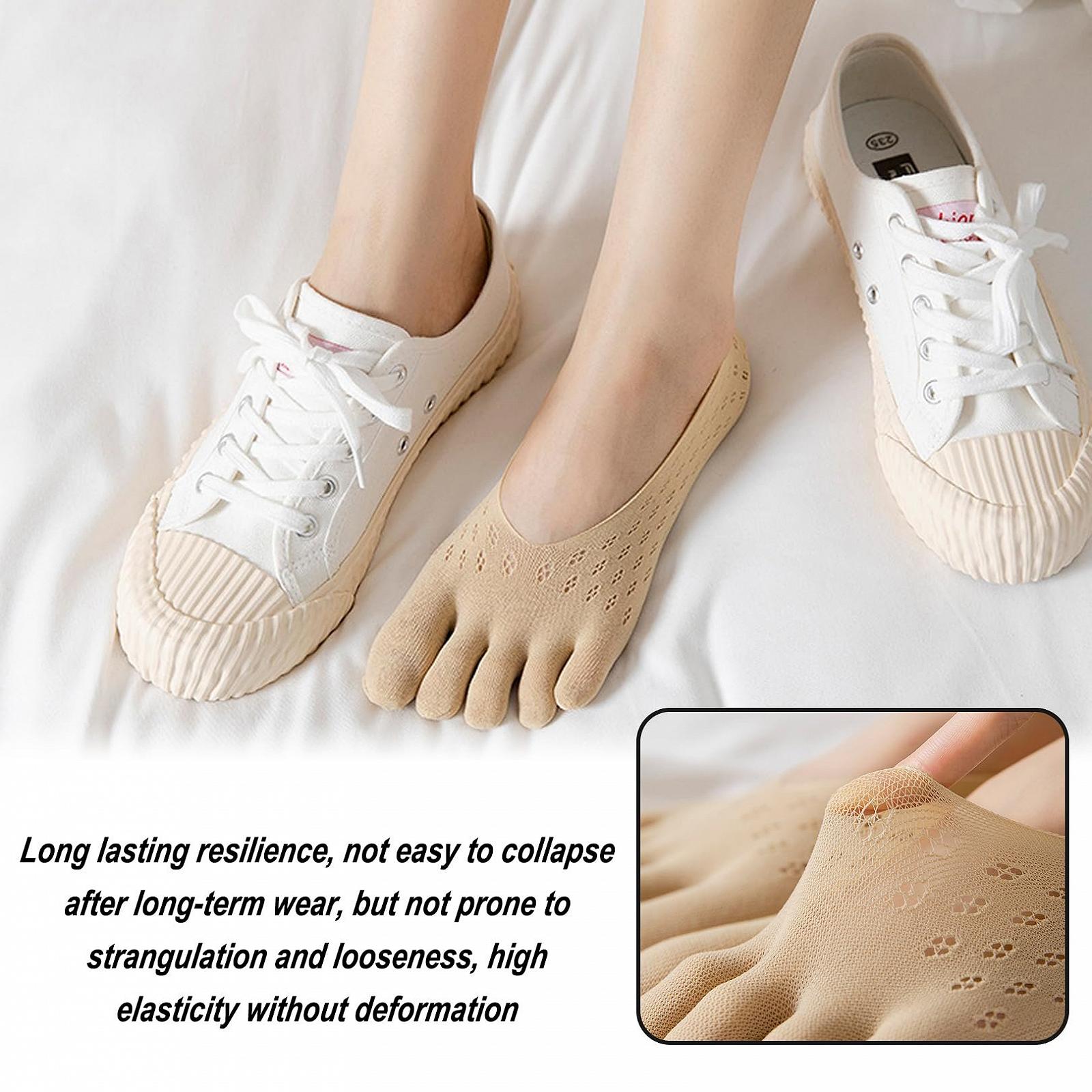Носки с пальцами женские 39-42, Носки с пальцами, Пятипалые носки, Тонкие носки до щиколотки, Женские, Пятипалые носки, Невидимые нескользящие носки для тренировок с разделением пальцев, Летние носки с пальцами для женщин, цвет слоновой кости, фото №7