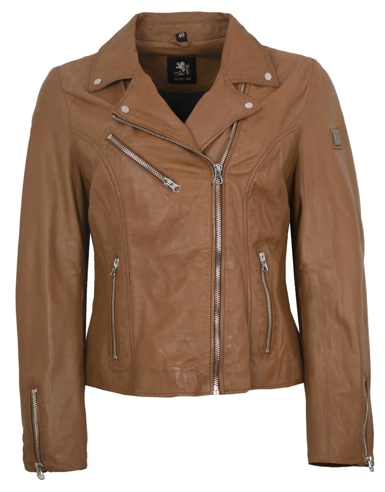 Куртка Biker Otto Kern из натуральной кожи ягненка наппа Cognac, фото №1