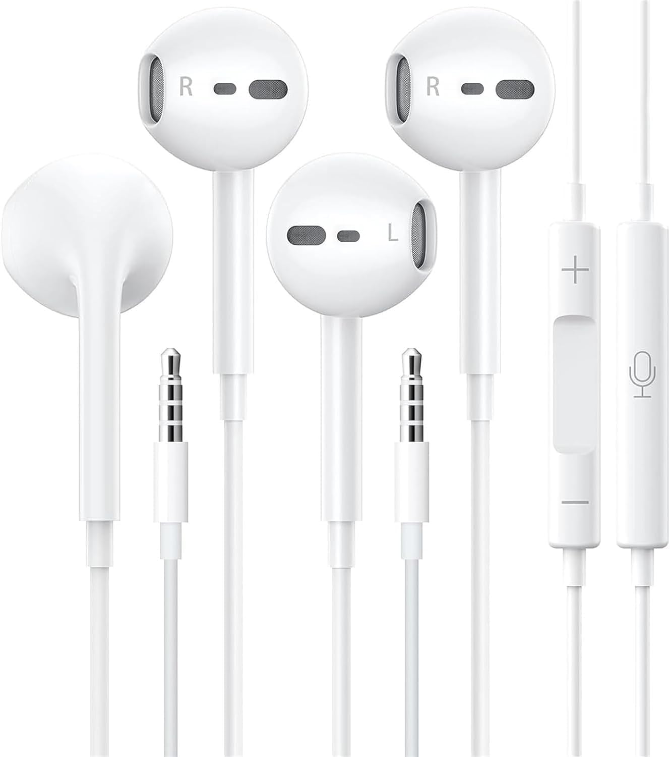 Наушники 3.5 мм In-Ear с микрофоном с регулировкой громкости 2 шт., фото №1