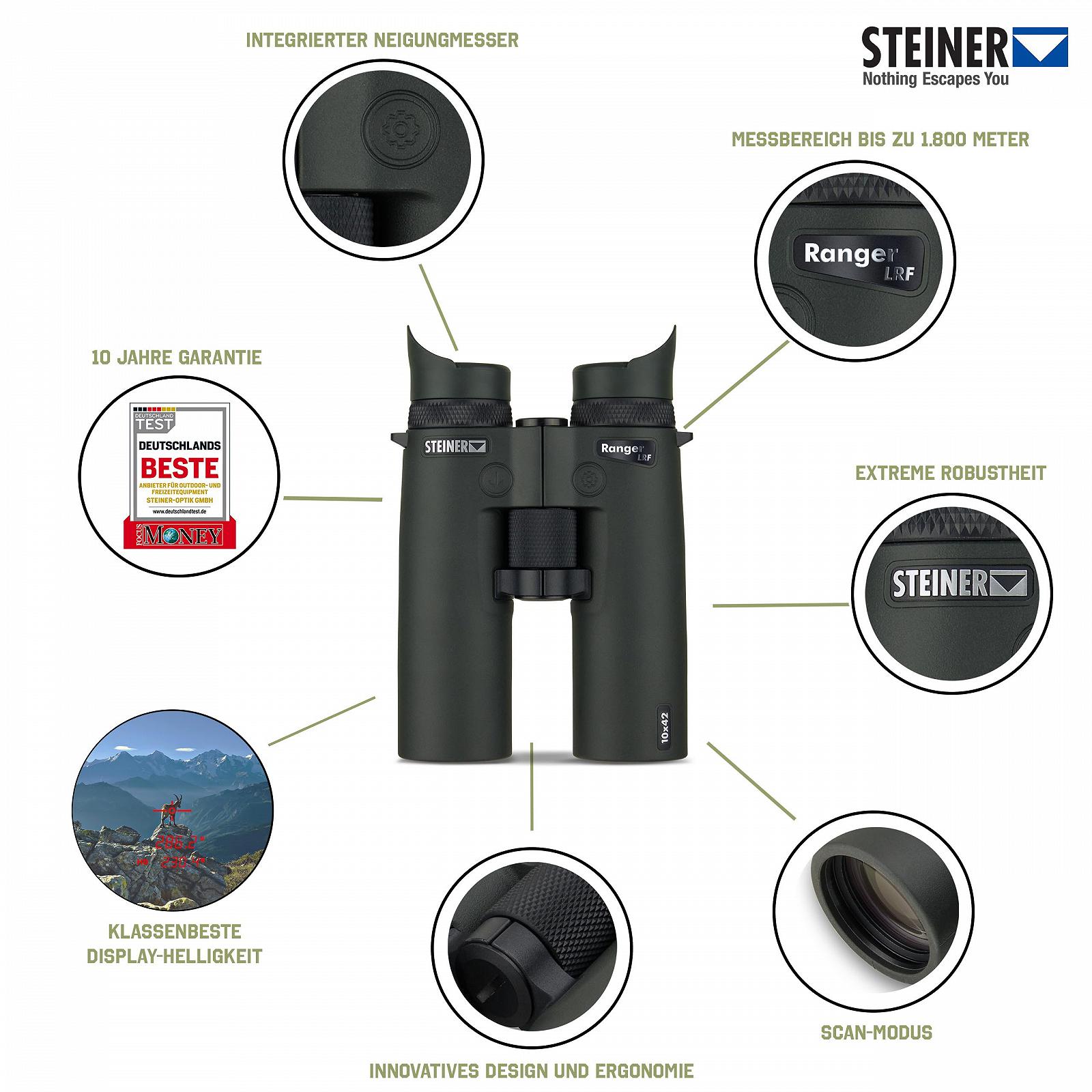 Бинокль STEINER Ranger LRF 10 x 42 Лазерный Дальномер до 1,800 м, фото №3