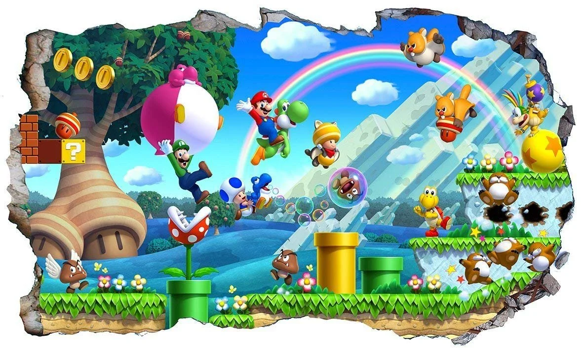 3D Наклейка на стіну Super Mario Brothers V301 Ефект тріщини 1000 мм x 600 мм, фото №1 3D Наклейка на стіну Super Mario Brothers V301 Ефект тріщини 1000 мм x 600 мм, фото №1