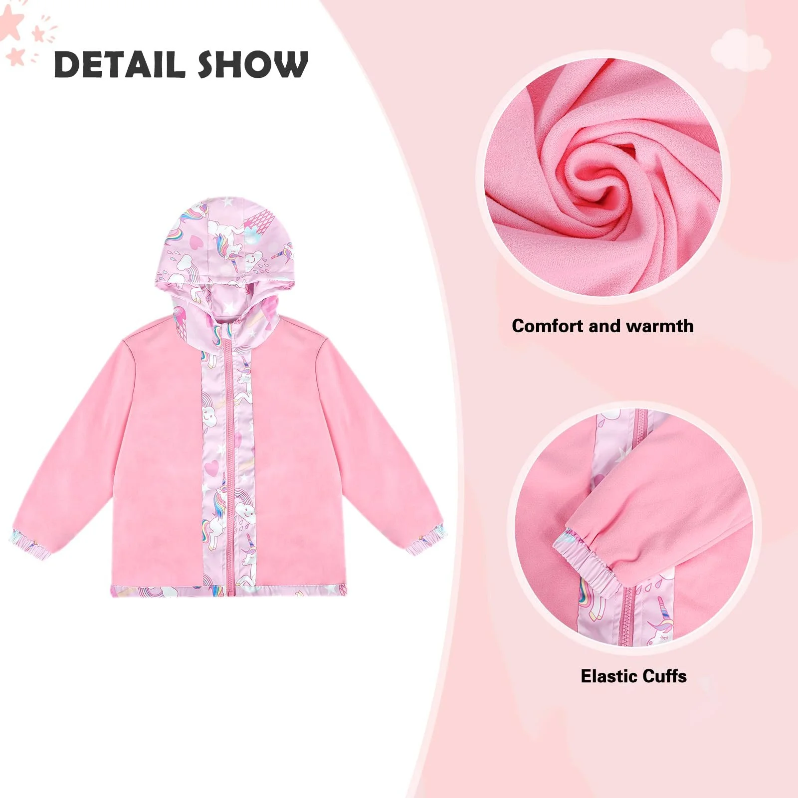 Водонепроницаемая куртка LACOFIA для девочек с флисовой подкладкой, детская водоотталкивающая переходная школьная куртка с капюшоном и подкладкой, дождевик на осень/раннюю зиму для детей 3 - 12 лет, фото №2