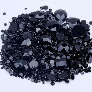 Стразы Круглые HOCEDO Микс Размеров Чёрные Акриловые Плоские Стразы для Дизайна Ногтей, 100 шт - Фото 1