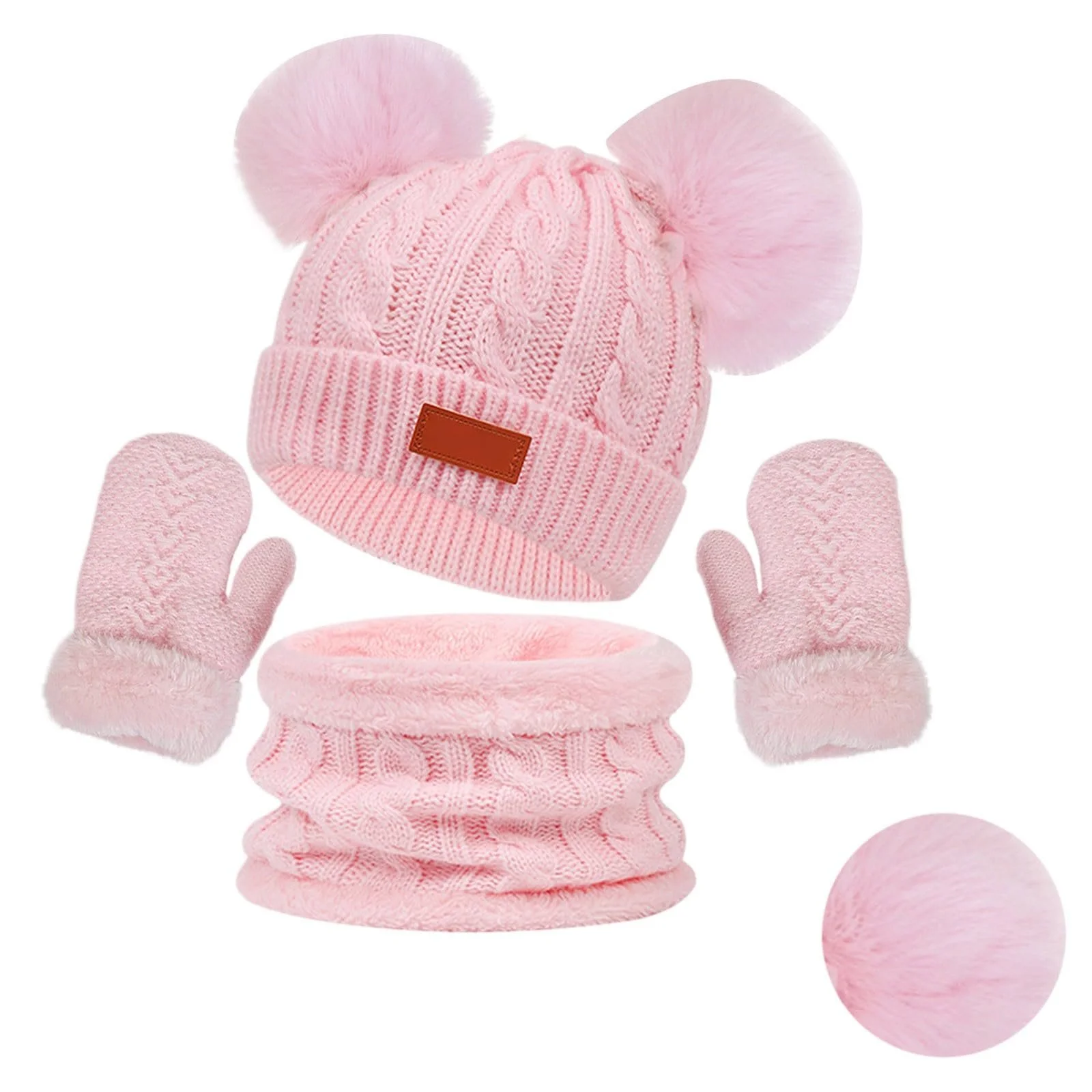 В'язана дитяча шапка Тепла шапка з помпоном, фото №2