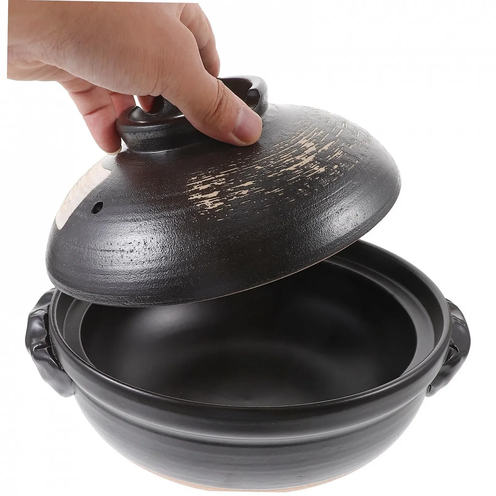 Кастрюля керамическая 900 мл с крышкой глазурованная для тушения и запеканок, фото №4