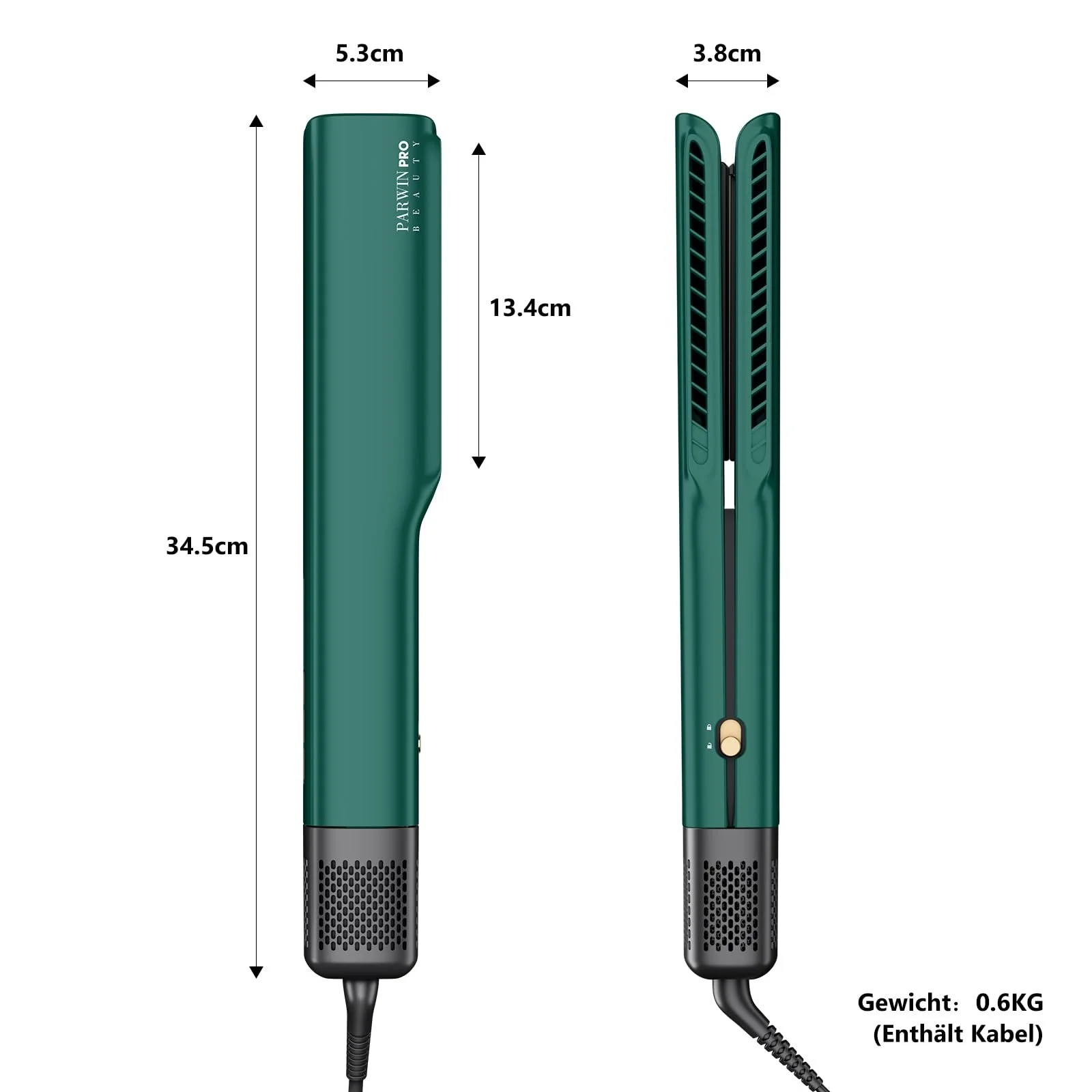 Воздушный выпрямитель PARWIN PRO BEAUTY Ion Air Straighteners Wet to Dry 160 °C 1200 Вт Темно-зеленый, фото №8 Воздушный выпрямитель PARWIN PRO BEAUTY Ion Air Straighteners Wet to Dry 160 °C 1200 Вт Темно-зеленый, фото №8