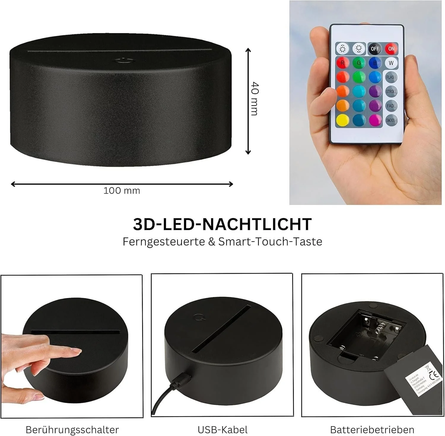 Настольная лампа Raven LED 3D Bird Motif Colour Changing Acrylic Made in Germany, фото №8