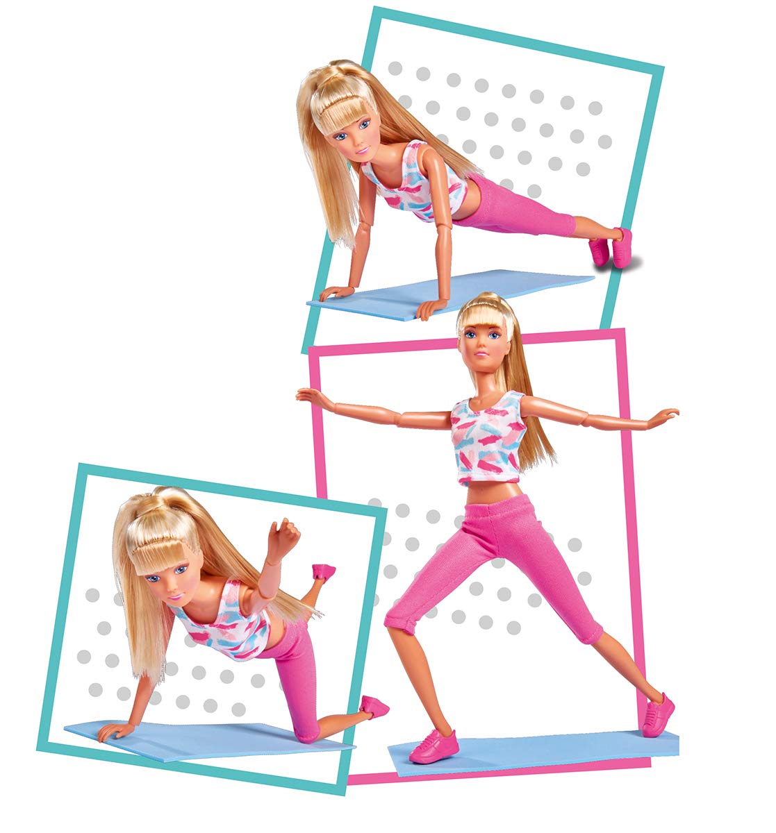 Лялька Simba Steffi Love Sport у спортивному одязі з повністю рухомим тілом / 14 суглобів / зі спортивним килимком та пляшкою для пиття / 29 см, фото №4