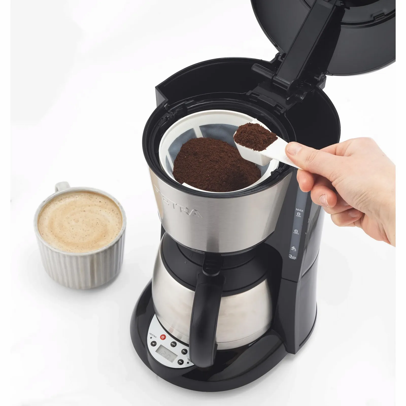 Фильтр-кофеварка Petra PT6162VDE 1 л с кувшином из нержавеющей стали цифровая 800 Вт, фото №4