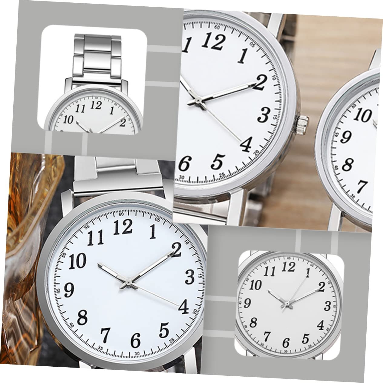 Часы LIFKOME Парные часы Современные часы Кварцевые Серебристый, серебристый (2 шт.), фото №3