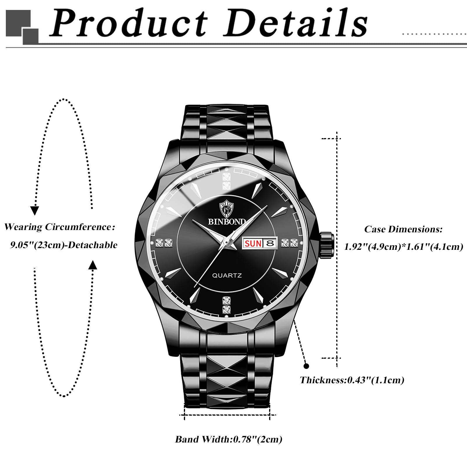 Годинник Silverora Кварцовий Аналоговий Водонепроникний 3ATM З Календарем Алмазної Форми Задній Світло Для Чоловіків Та Жінок Нержавіюча Сталь, фото №3 Годинник Silverora Кварцовий Аналоговий Водонепроникний 3ATM З Календарем Алмазної Форми Задній Світло Для Чоловіків Та Жінок Нержавіюча Сталь, фото №3