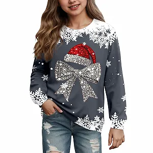 Худі Різдвяне для хлопчиків, для дівчаток з принтом банта - Фото 1