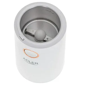 Электрическая кофемолка Adler AD 4446wg, нержавеющая сталь, 150 Вт, вместимость до 75 г, мельница для кофейных зерен, с предохранительной блокировкой, бело-золотая synthetic.ua - Фото 1