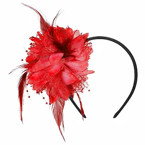 Обруч для женщин с перьями, бисером и вуалью - Фото 1