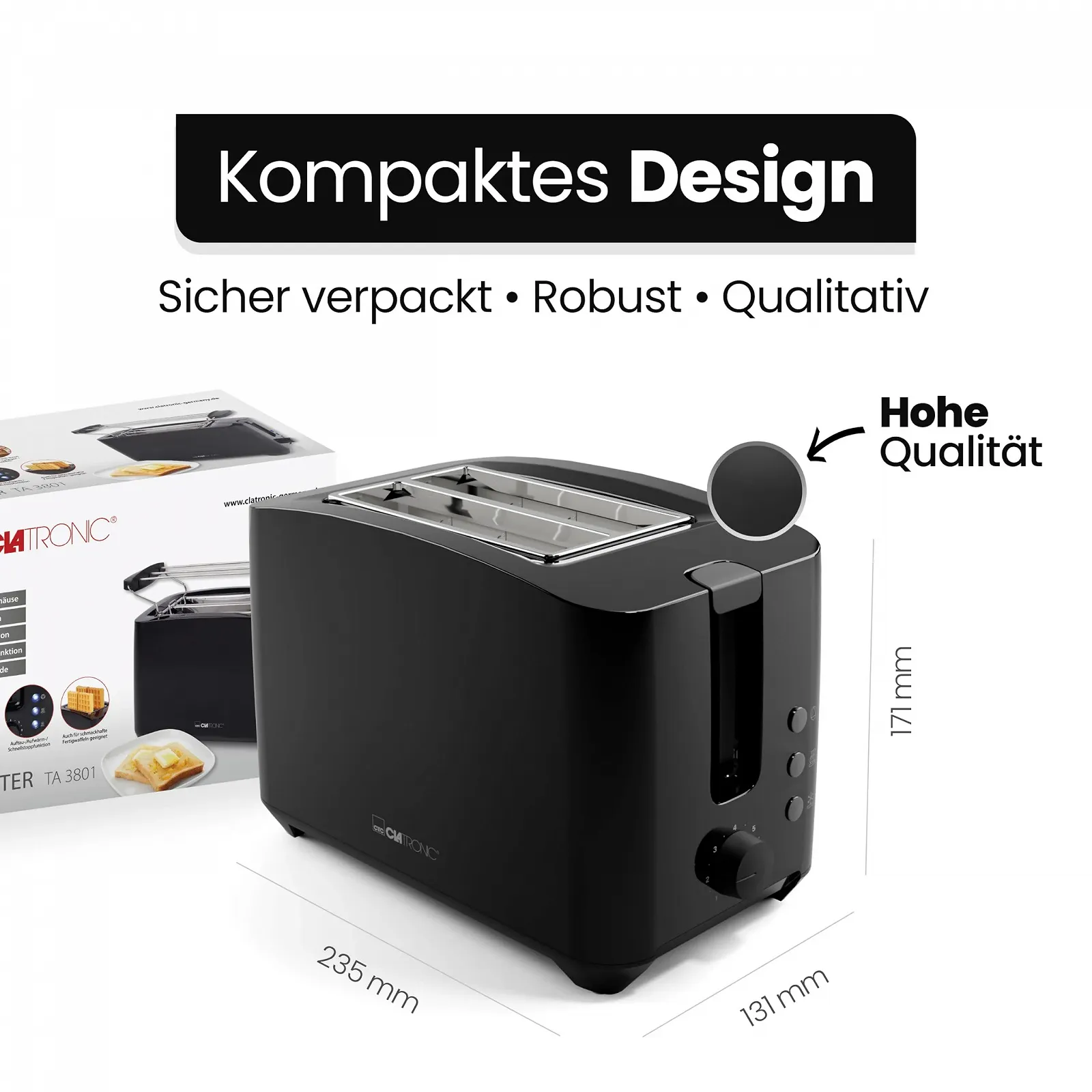Тостер Clatronic TA 3801 Black на 2 тости, фото №7
