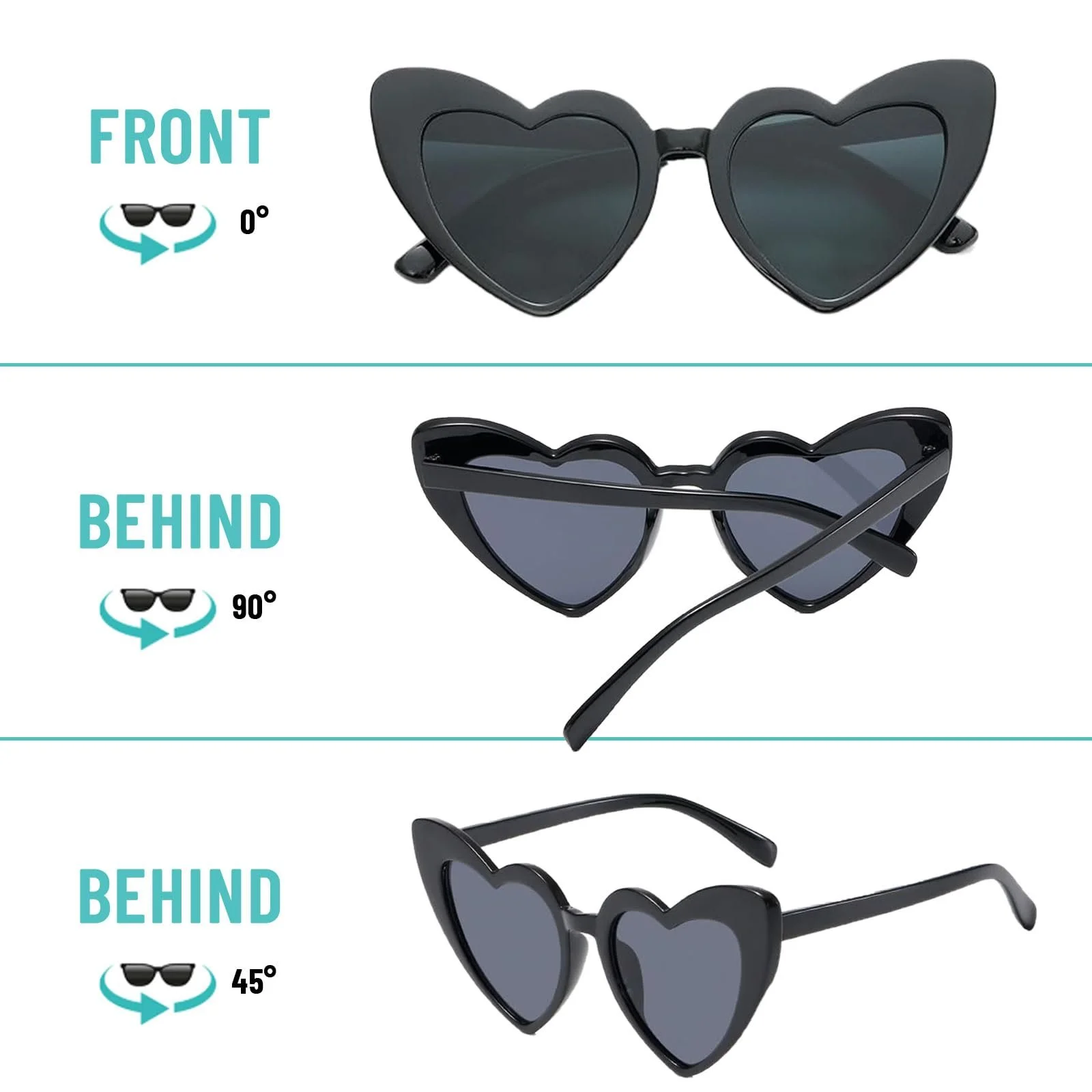 Сонцезахисні окуляри у формі серця Ahuananhu, набір 6 штук, фото №3 Сонцезахисні окуляри у формі серця Ahuananhu, набір 6 штук, фото №3