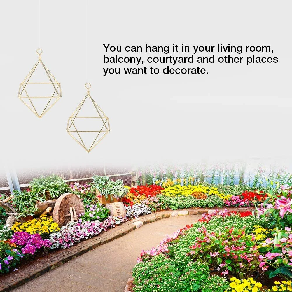 Держатель для воздушных растений Garosa Геометрический Железная проволока 6 x 6 x 9 см Золотой, фото №3