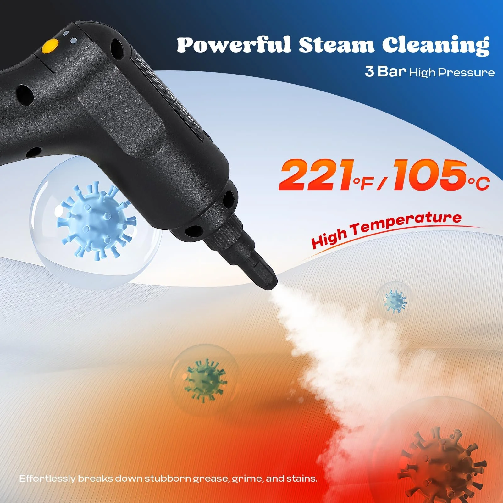 Пароочисник Moongiantgo 1500W 1600ml 3 bar Black, фото №4