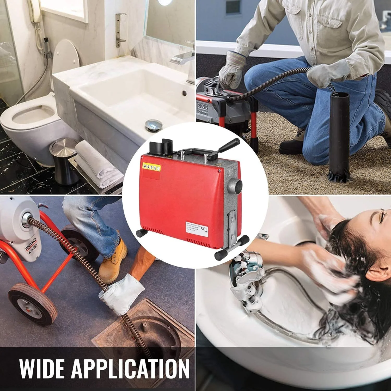 Машина для очистки труб VEVOR 100AA-75 Красная, фото №7
