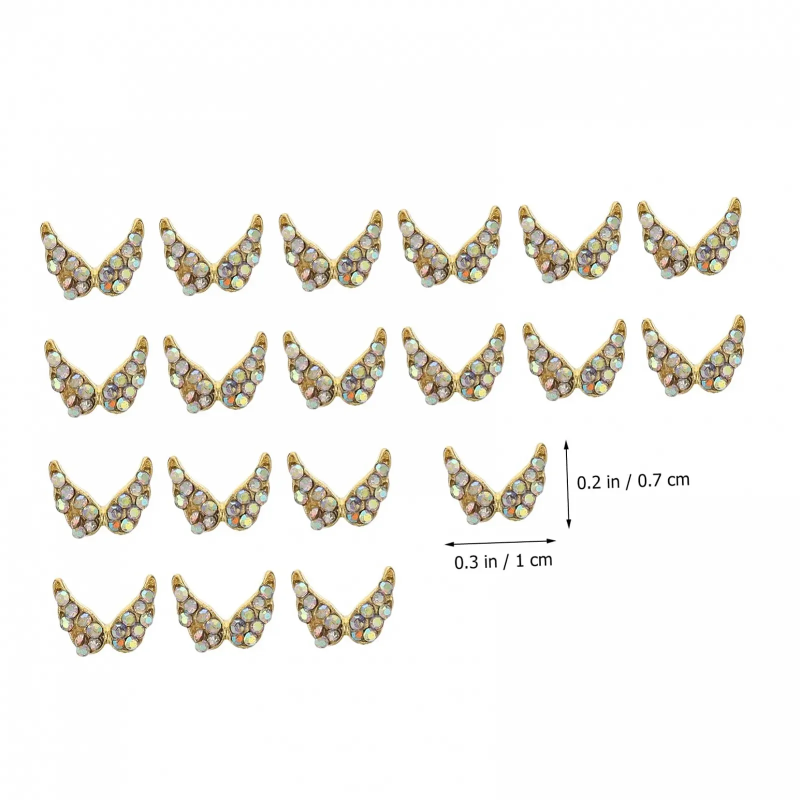 Стразы для ногтей Сердце FRCOLOR Крылья Стразы для ногтей Самоцветы для ногтей Стразы для ногтей с плоской задней частью Стразы для ногтей для лица Сплавные аппликации 3D 20 штук, фото №8