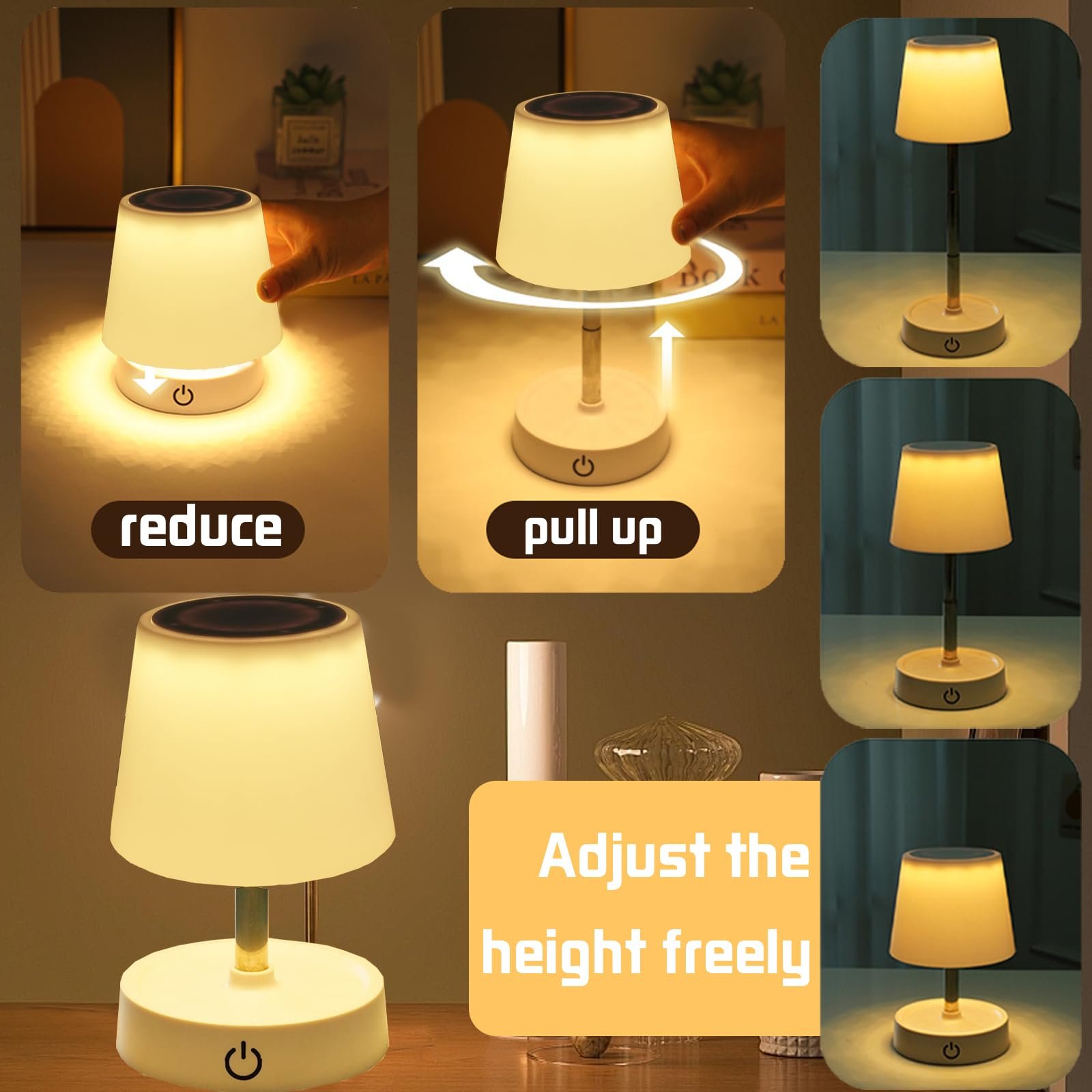 Настільна лампа LED акумуляторна USB телескопічна сенсорна 2 шт. Біла (A), фото №4