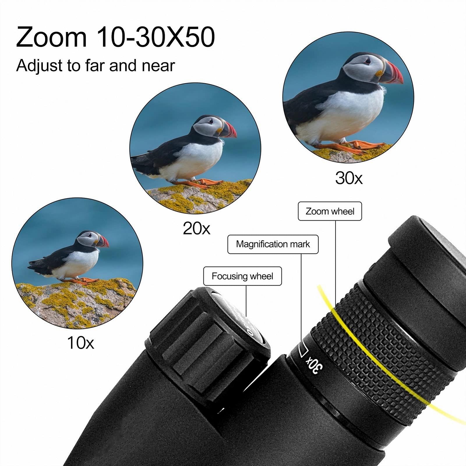 Монокуляр Portable 10-30x50 HD монокуляром з треногою та серветкою для очищення лінзи, Супер Зум, Одноручний низьке світлове бачення, фото №2