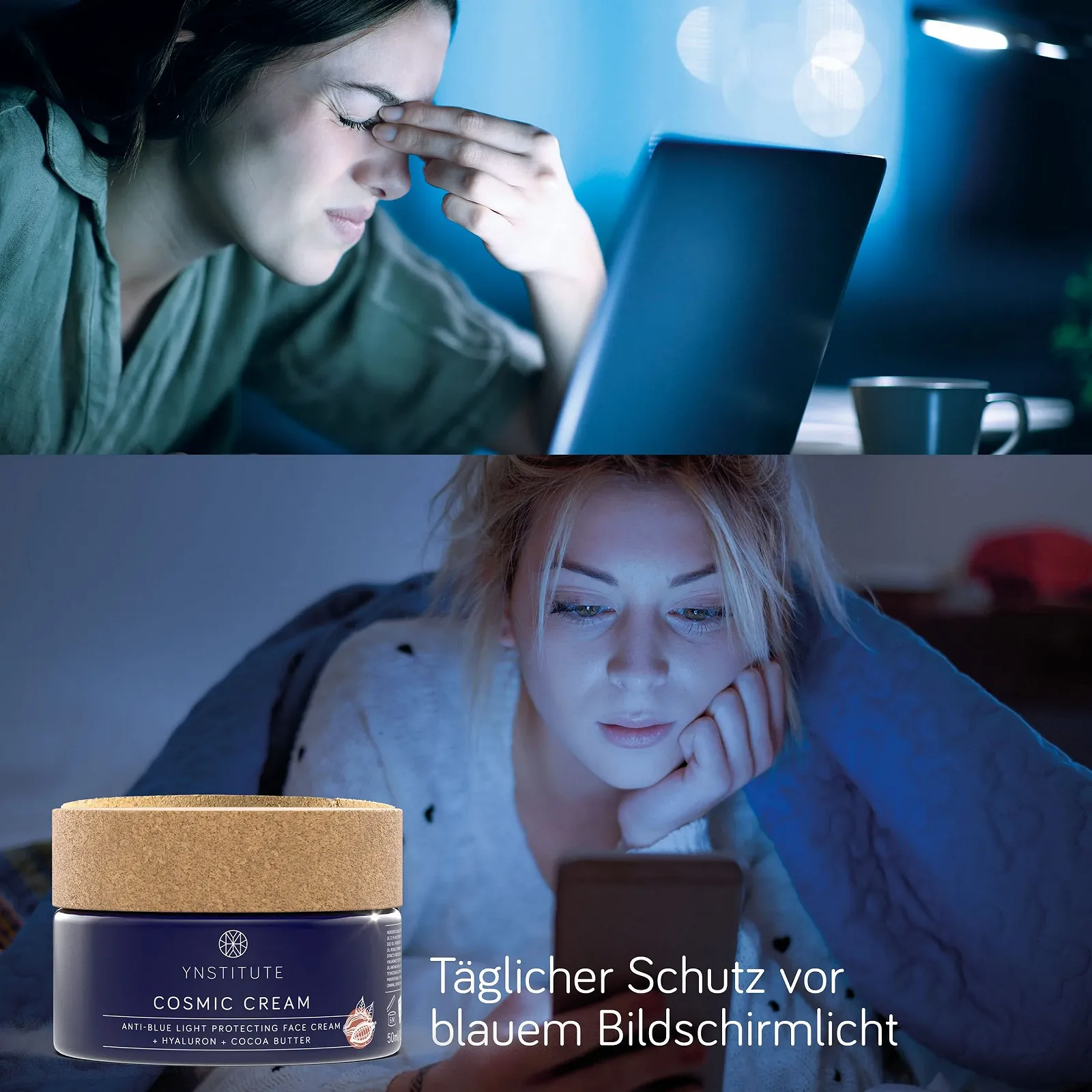 Зволожувальний крем з гіалуроновою кислотою, колагеном та еластином Anti-Ageing Anti-Blue-Light для обличчя, декольте та шиї, фото №3 Зволожувальний крем з гіалуроновою кислотою, колагеном та еластином Anti-Ageing Anti-Blue-Light для обличчя, декольте та шиї, фото №3