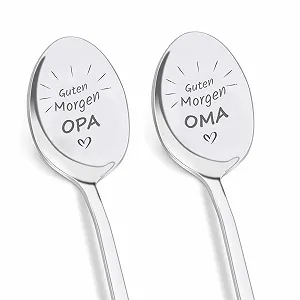 Кофейная ложка GUTEN MORGEN Подарок бабушке и дедушке, Индивидуально гравированная кофейная ложка, подарок на день рождения, для бабушки и дедушки - Фото 1