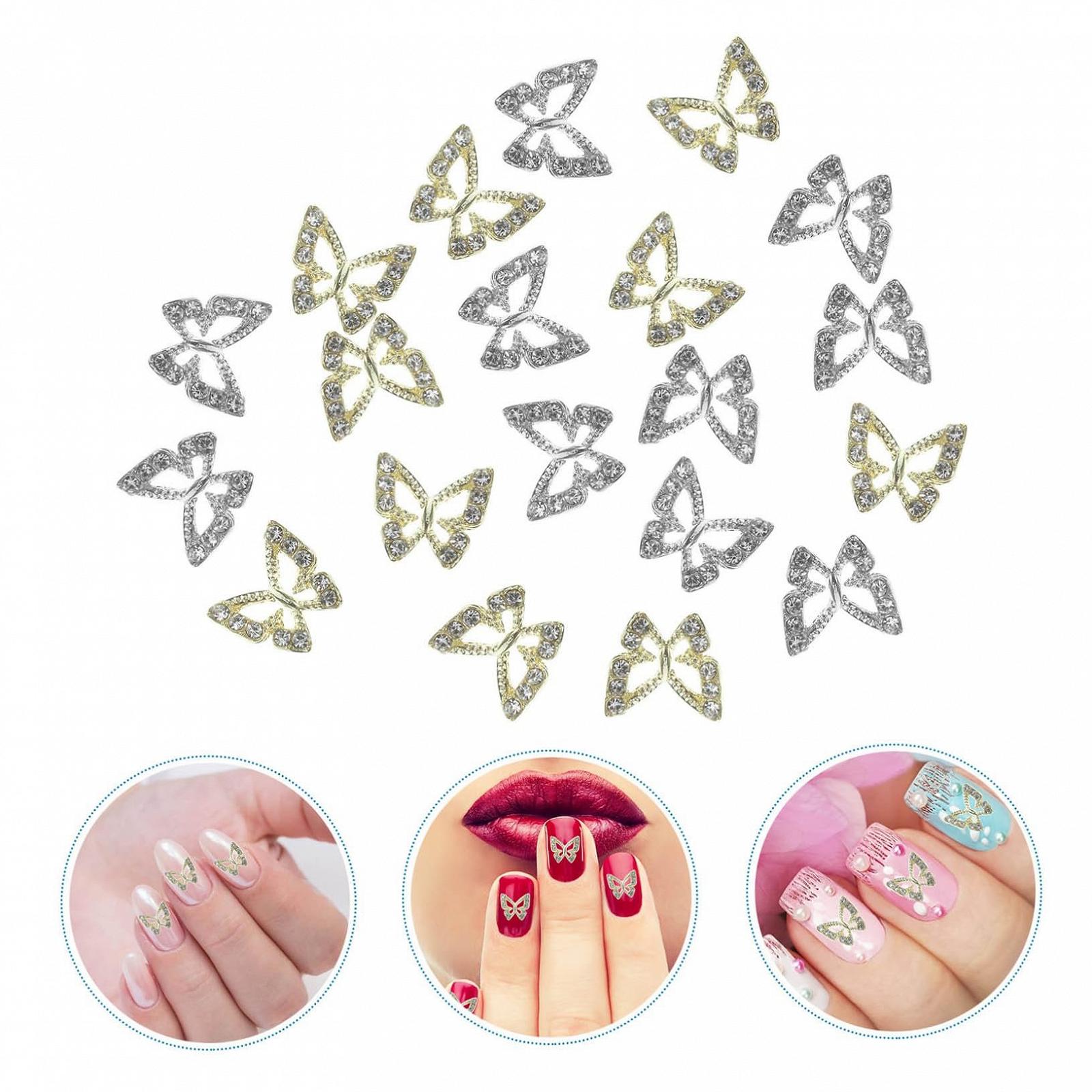 Прикраса для нігтів Метелик NOLITOY. зі стразами для весіль, вечірок та особливих випадків, фото №6