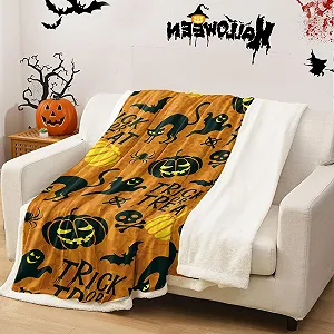 Одеяло WONGS BEDDING Halloween Тыквенная ракетка Пушистое флисовое одеяло 150 x 200 см synthetic.ua - Фото 1