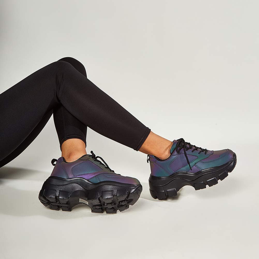 Кросівки Lucky Step жіночі 90S Rhinestone на платформі - повсякденні кросівки для ходьби у стилі Dad на шнурівці, фото №4