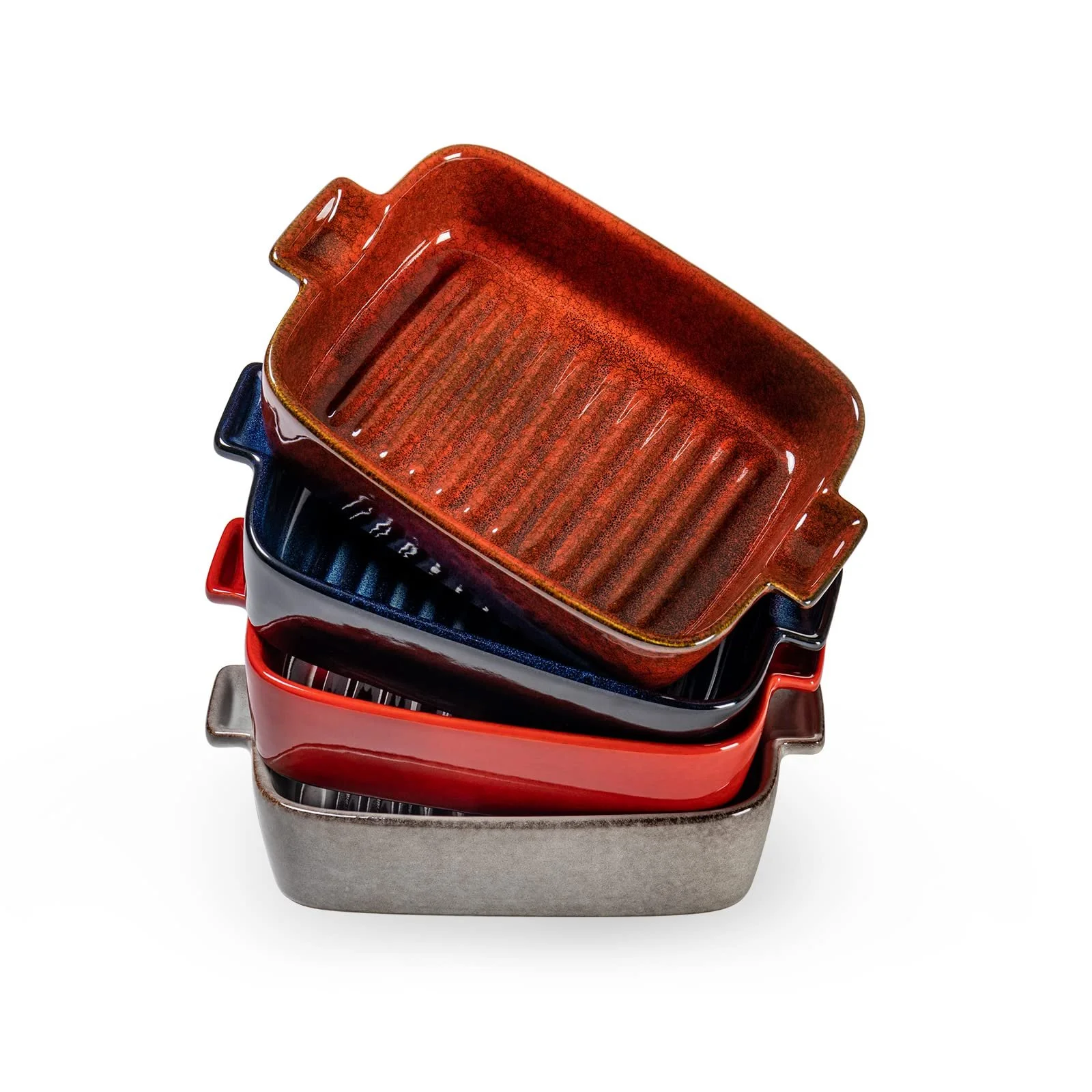 Набор форм для запекания HENXFEN LEAD 4 шт. керамические прямоугольные четыре цвета, фото №1