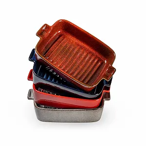 Набор форм для запекания HENXFEN LEAD 4 шт. керамические прямоугольные четыре цвета - Фото 1