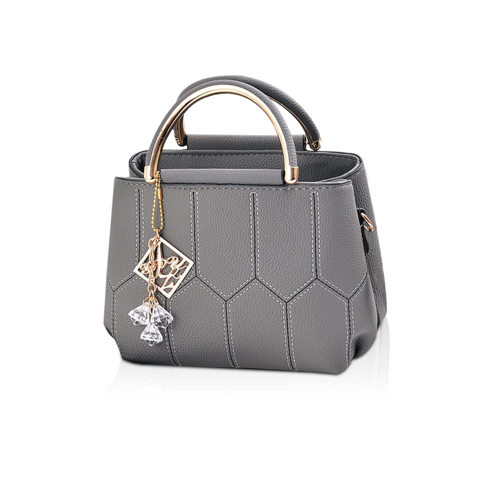 Сумка с верхней ручкой NICOLE & DORIS, маленькая, из искусственной кожи, темно-серая, с подвеской, фото №1