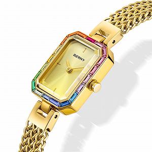 Женские часы BERNY Золотые Маленькие часы-браслет Цветные камни в корпусе Водонепроницаемость 3 АТМ Минималистичные женские часы и набор браслетов цена на synthetic.ua - Фото 1 Женские часы BERNY Золотые Маленькие часы-браслет Цветные камни в корпусе Водонепроницаемость 3 АТМ Минималистичные женские часы и набор браслетов synthetic.ua - Фото 1