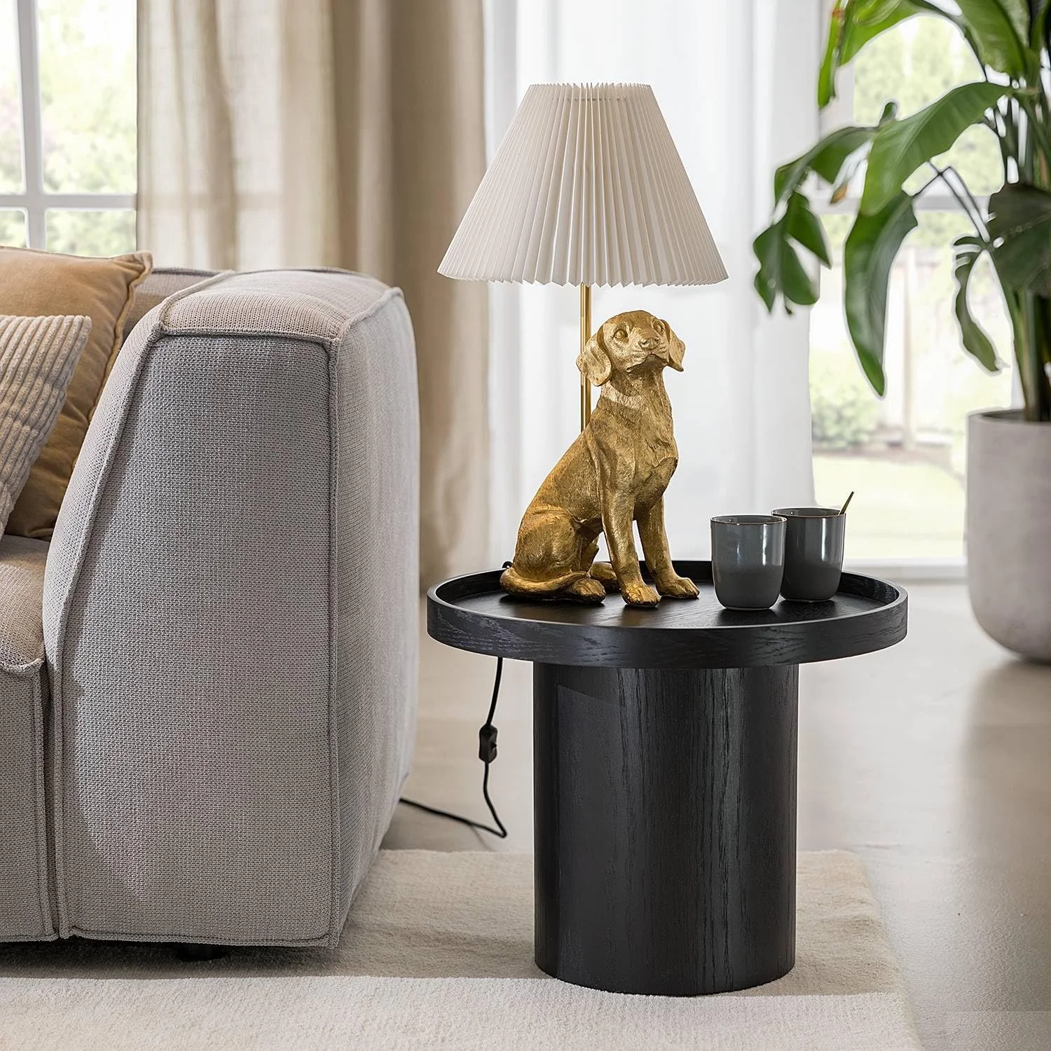 Настільна лампа BUTLERS EL Bello Пес Золотистий/Білий, фото №3