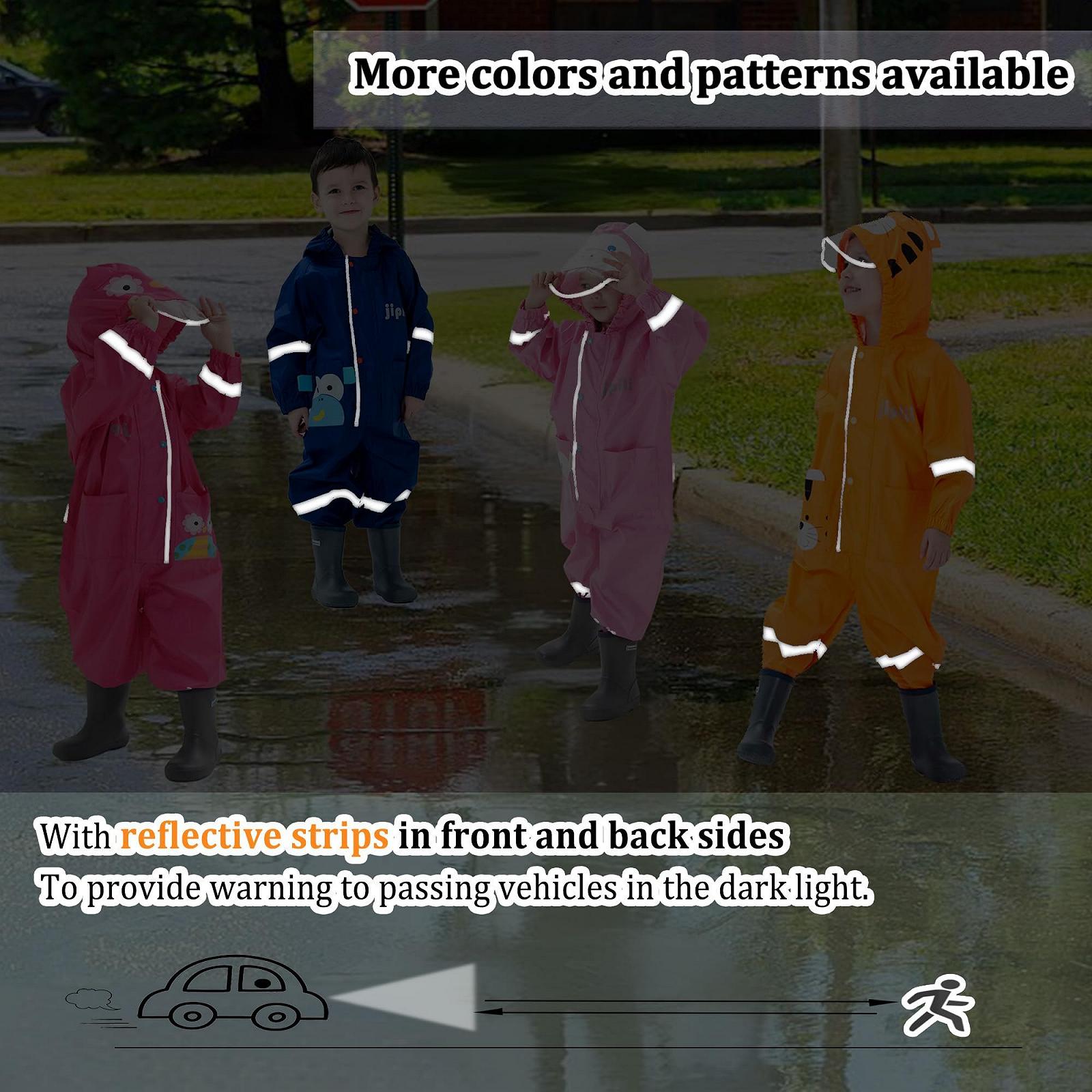 Дождевой комбинезон Vckrio для мальчиков и девочек, сплошной грязезащитный костюм, водонепроницаемый дождевик с анималистическим принтом, складной без подкладки, светоотражающий дождевой комбинезон с карманом на молнии для детей 1-8 лет, фото №5 Дождевой комбинезон Vckrio для мальчиков и девочек, сплошной грязезащитный костюм, водонепроницаемый дождевик с анималистическим принтом, складной без подкладки, светоотражающий дождевой комбинезон с карманом на молнии для детей 1-8 лет, фото №5