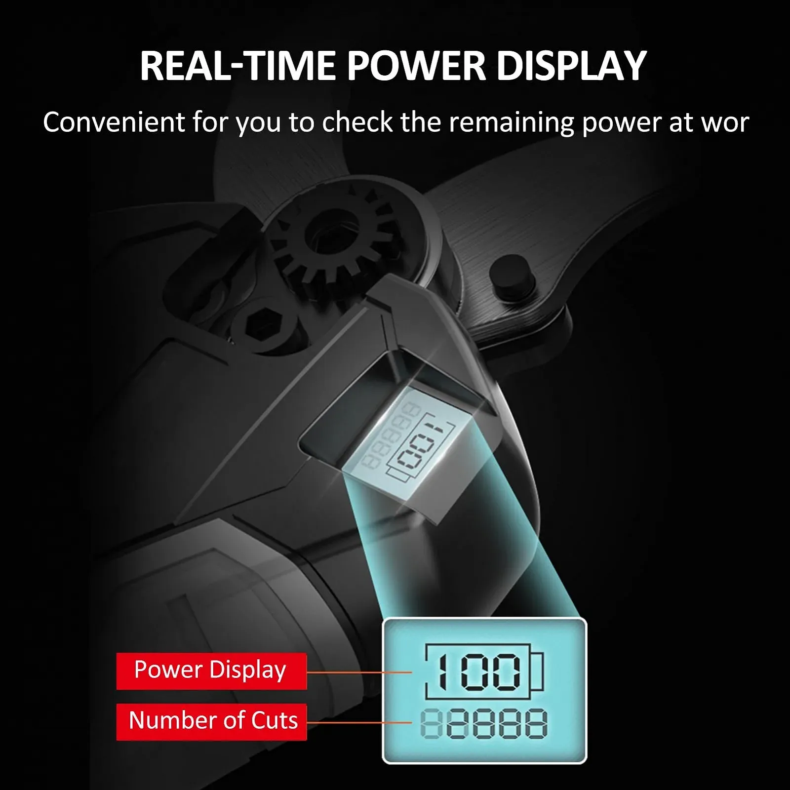 Секатор KKnoon електричний акумуляторний, діаметр зрізу 30-40 мм, з безщітковим двигуном і РК-дисплеєм, фото №3