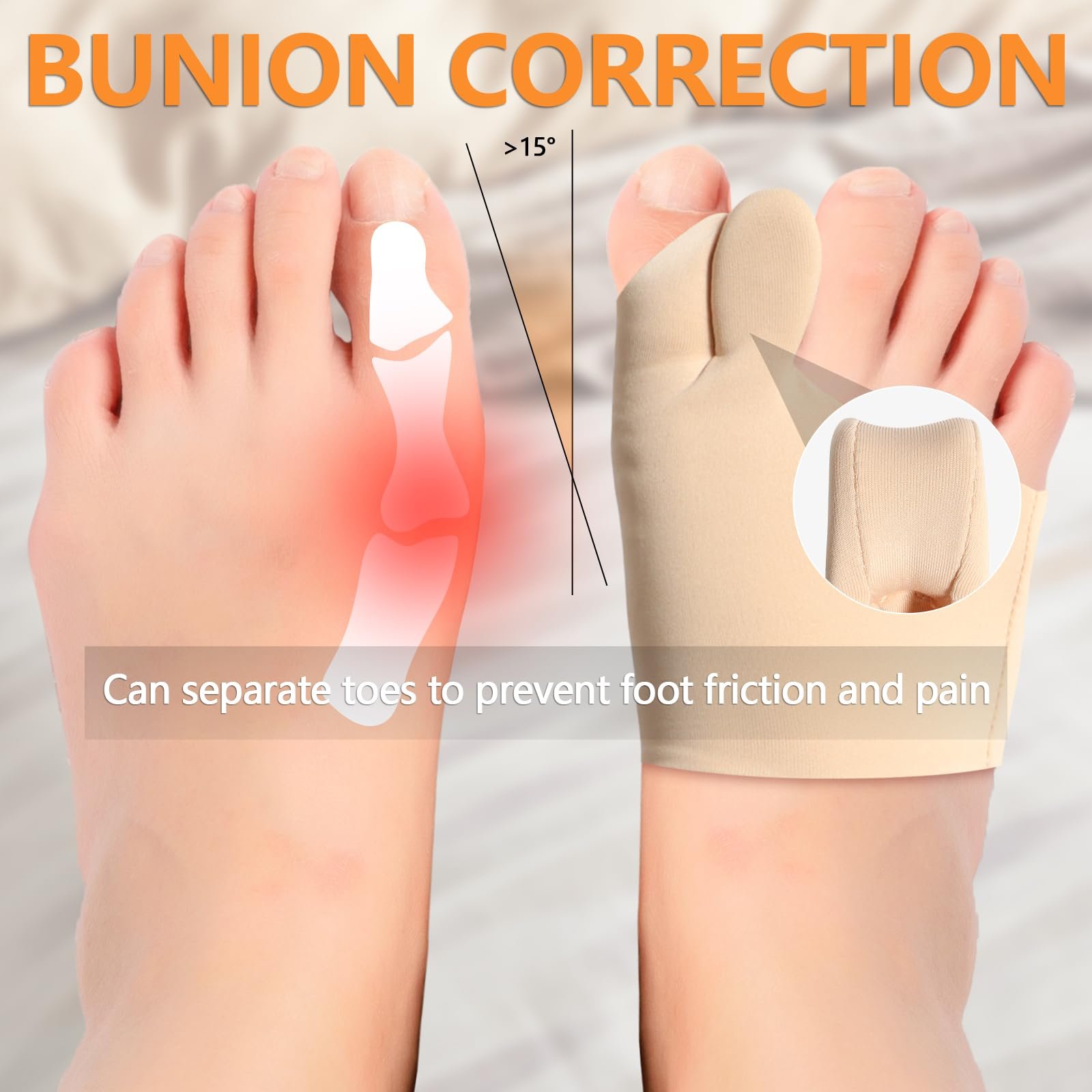 Шкарпетки для корекції Hallux Valgus 1 пара, роздільник для пальців, фото №2 Шкарпетки для корекції Hallux Valgus 1 пара, роздільник для пальців, фото №2