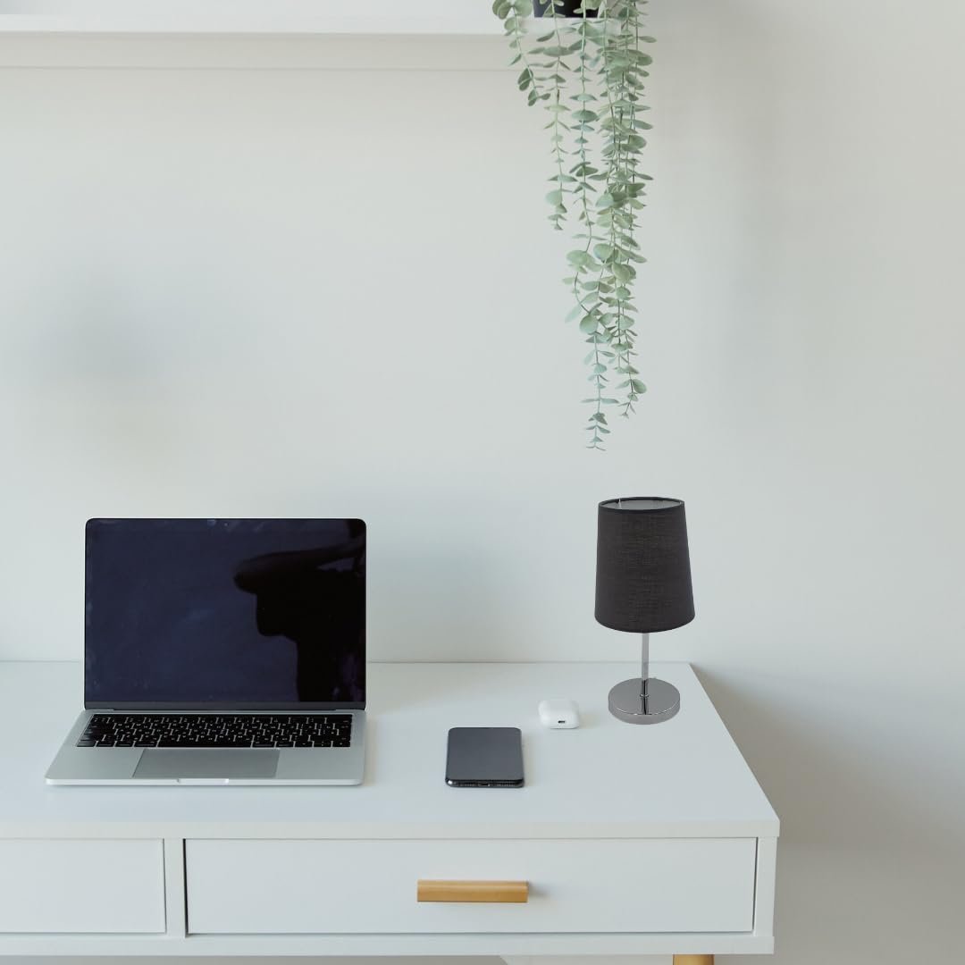 Настольная лампа LED 27.5 см 3 Вт Тканевый абажур Серая коническая, фото №4