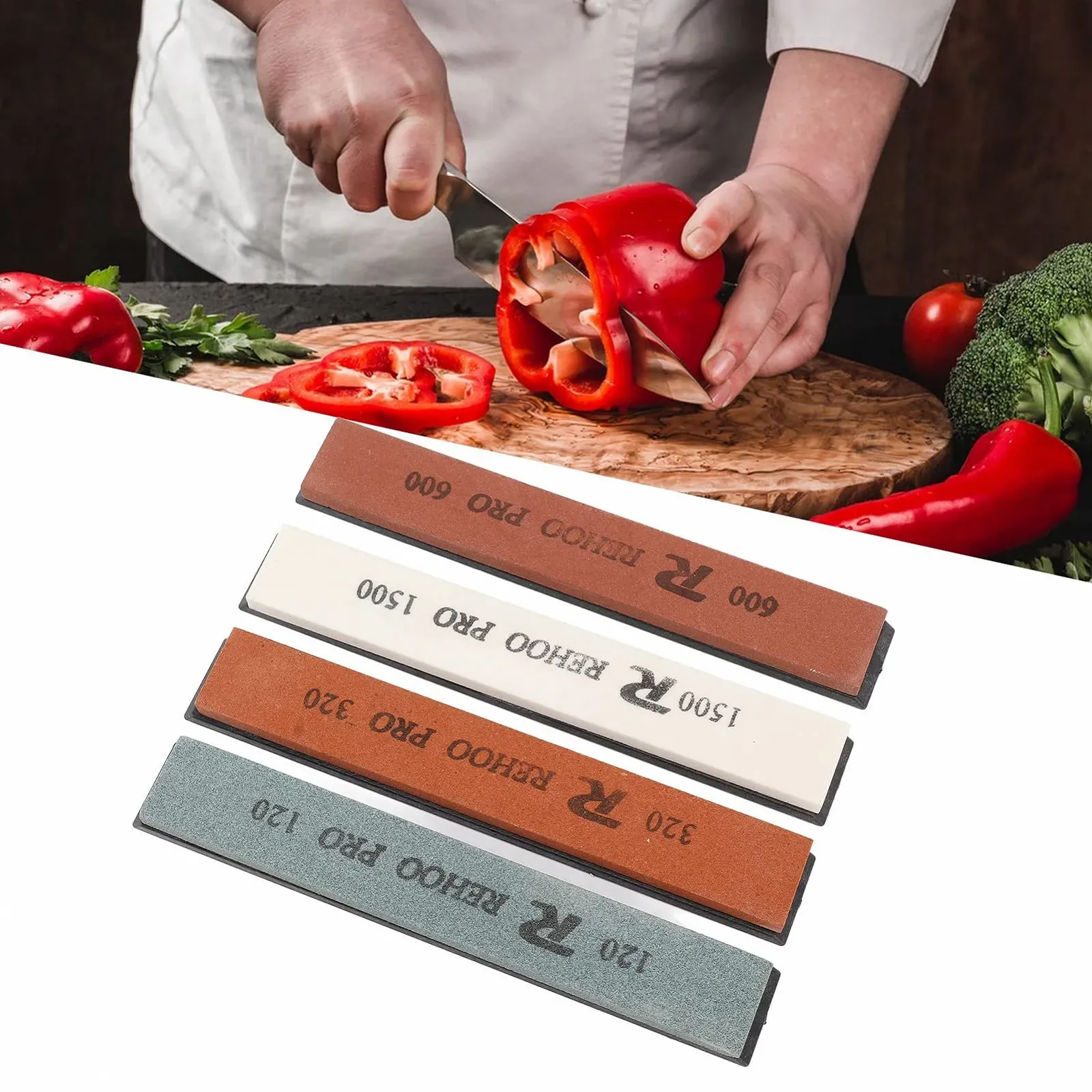 Набір точильних каменів FLEXMAN 4 шт. білий корунд 120/320/600/1500 грит, фото №5