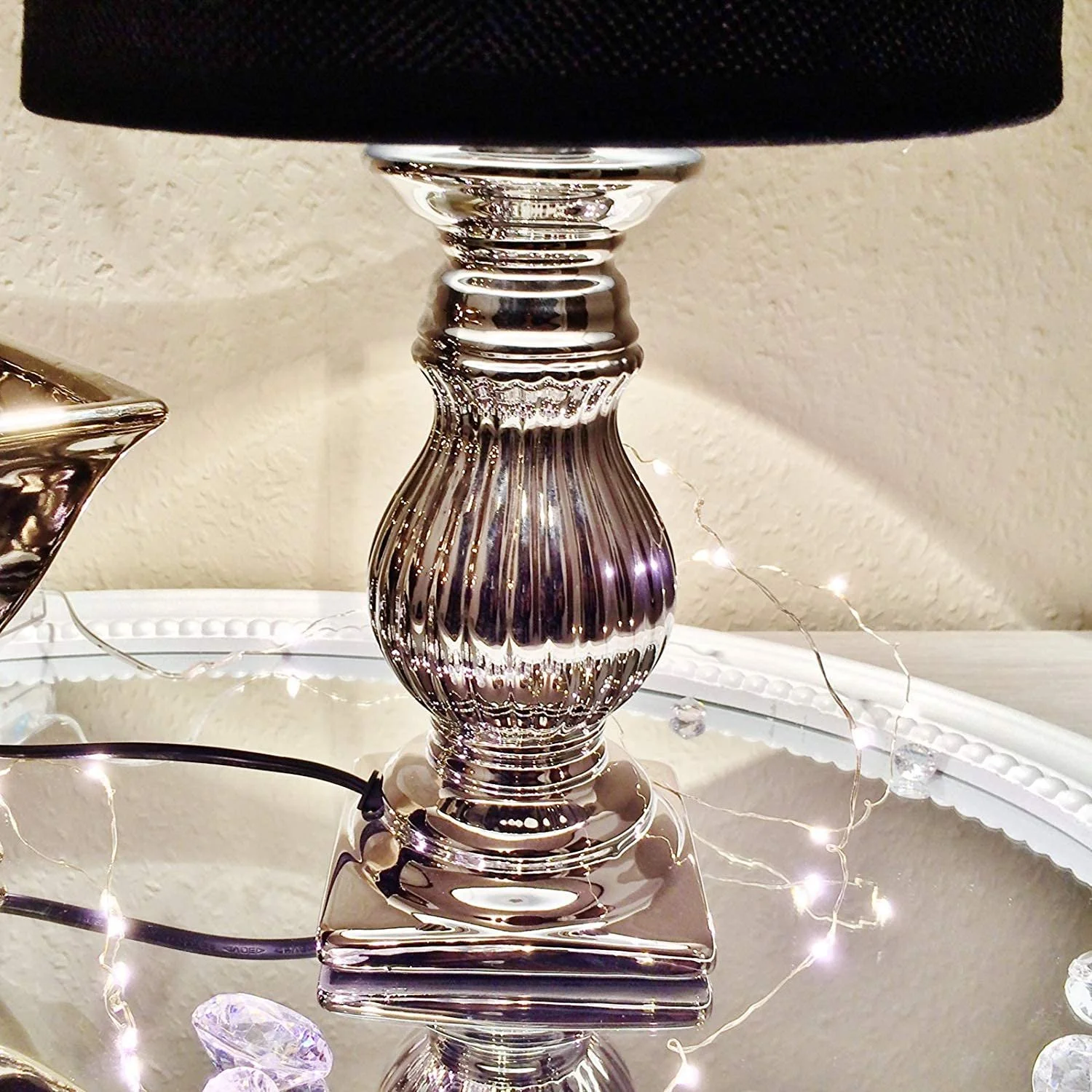 Настільна лампа DRULINE Steffi KE-001TL Керамічна Сріблясто-чорна, фото №1