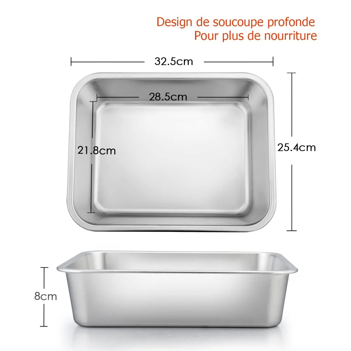Форма для запекания Joyfair прямоугольная из нержавеющей стали 32 x 25 x 8 см, фото №2
